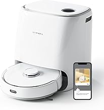 NARWAL Freo Robot Vacuum and Mop Comb, Washing & Drying, Dirt Sense Ultra Clean, Auto Add Cleaner, LCD Display, Smart Swing, Arcuate-Route, Wifi, APP Control, White